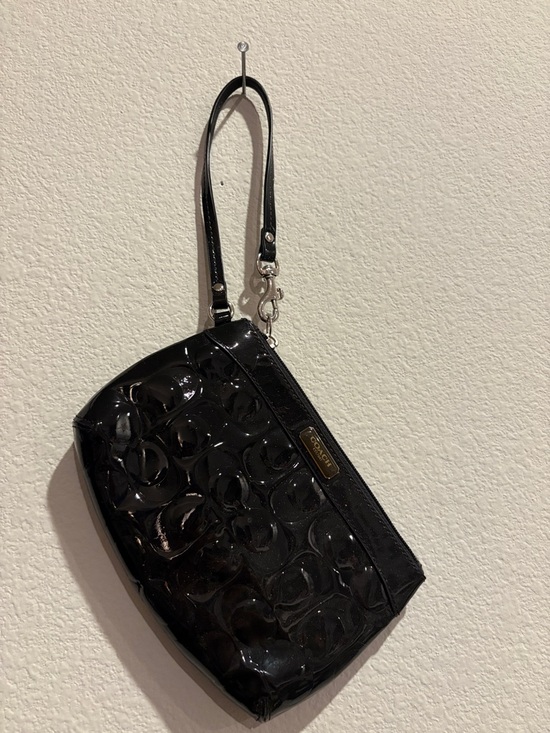 Coach Handbags - Coach Black Patent Leather Wristlet with Signature Emboss
